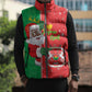 Burkina Faso Christmas Sleeveless Puffer Jacket Black Santa Joyeux Noel