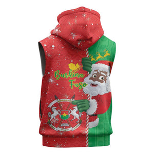 Afro Christmas in Burkina Faso Sleeveless Zip Hoodie Black Santa Joyeux Noel - African Pride