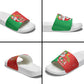Burkina Faso Christmas Slide Sandals Black Santa Joyeux Noel