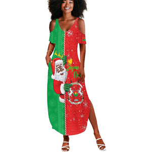 Afro Christmas in Burkina Faso Summer Maxi Dress Black Santa Joyeux Noel - African Pride