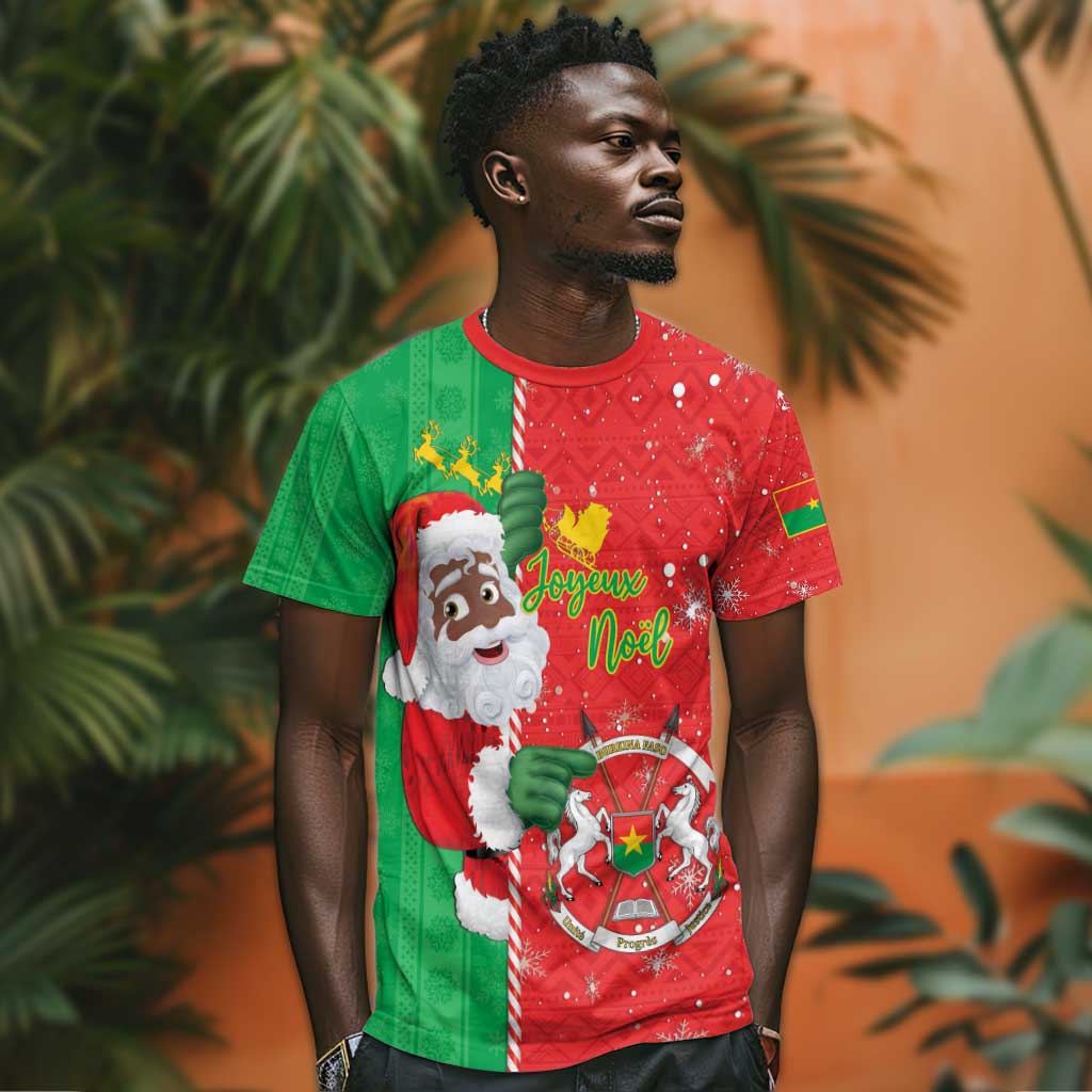 Afro Christmas in Burkina Faso T shirt Black Santa Joyeux Noel - African Pride