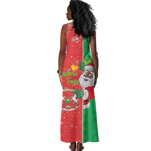 Afro Christmas in Burkina Faso Tank Maxi Dress Black Santa Joyeux Noel - African Pride