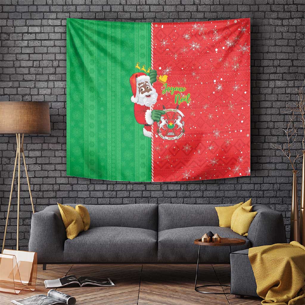 Afro Christmas in Burkina Faso Tapestry Black Santa Joyeux Noel - African Pride
