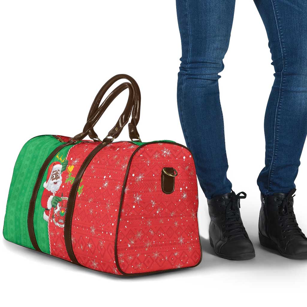 Burkina Faso Christmas Travel Bag Black Santa Joyeux Noel