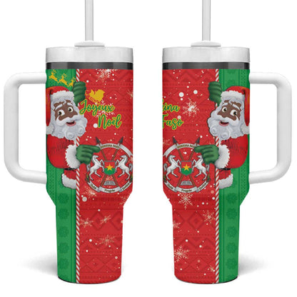 Afro Christmas in Burkina Faso Tumbler With Handle Black Santa Joyeux Noel - African Pride
