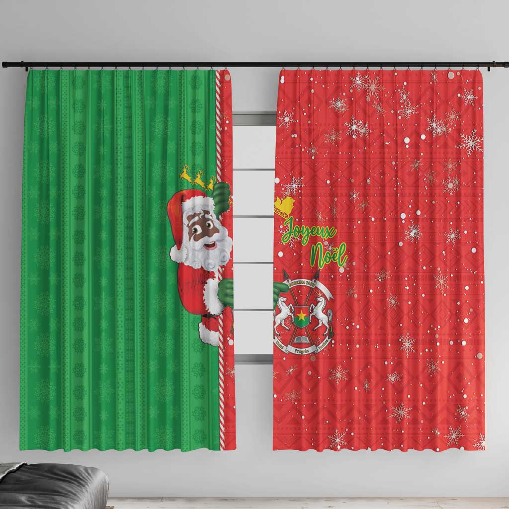 Afro Christmas in Burkina Faso Window Curtain Black Santa Joyeux Noel - African Pride