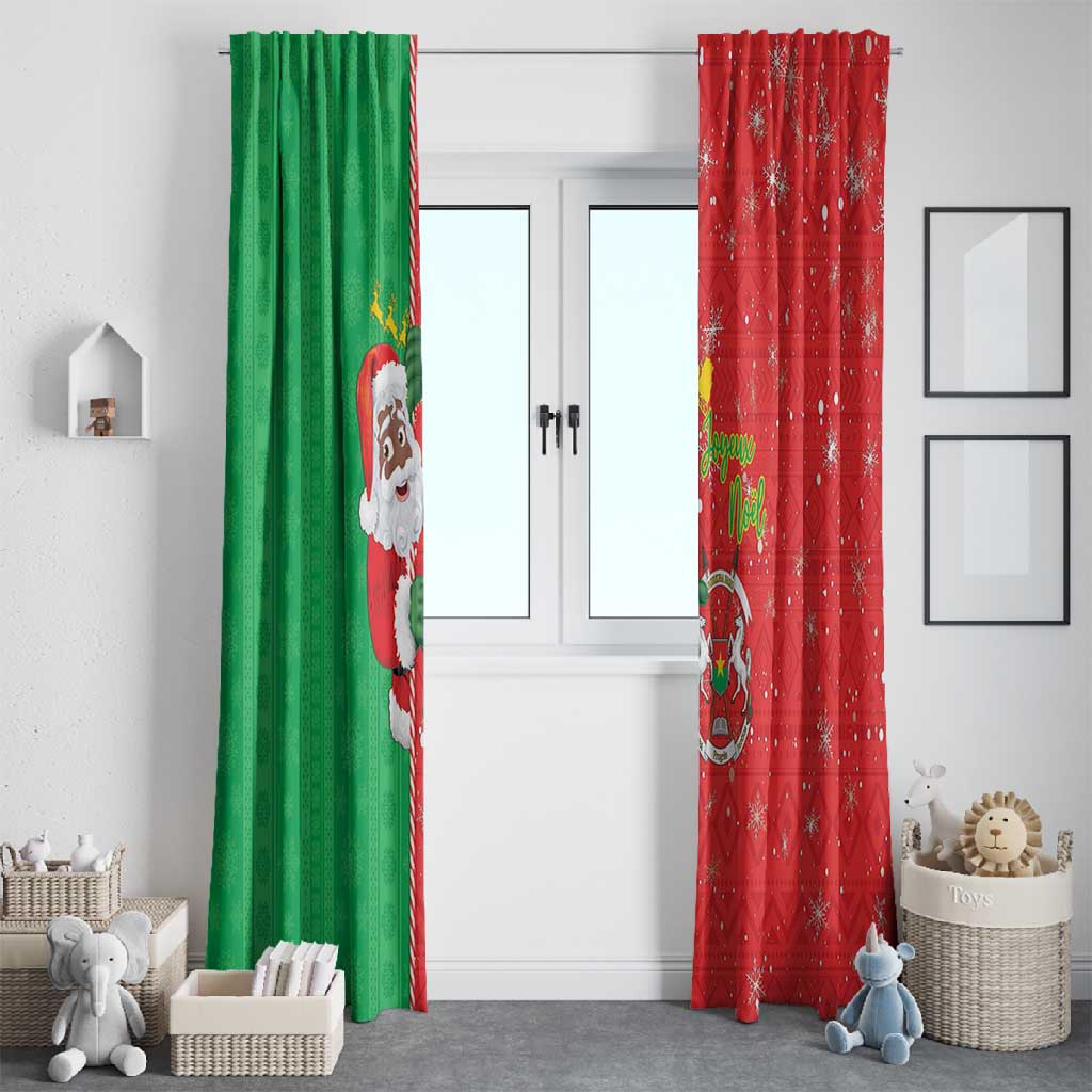 Afro Christmas in Burkina Faso Window Curtain Black Santa Joyeux Noel - African Pride