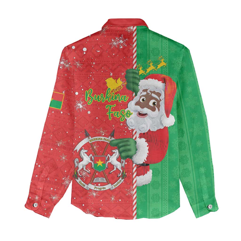 Afro Christmas in Burkina Faso Women Casual Shirt Black Santa Joyeux Noel - African Pride