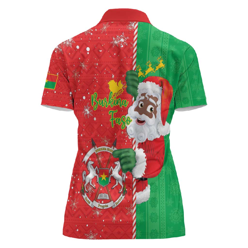Afro Christmas in Burkina Faso Women Polo Shirt Black Santa Joyeux Noel - African Pride