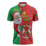 Burkina Faso Christmas Zipper Polo Shirt Black Santa Joyeux Noel