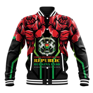 Afro Burkina Faso Republic Day Baseball Jacket Coat Of Arms With Rose - Sporty Style - African Pride