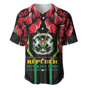 Afro Burkina Faso Republic Day Baseball Jersey Coat Of Arms With Rose - Sporty Style - African Pride