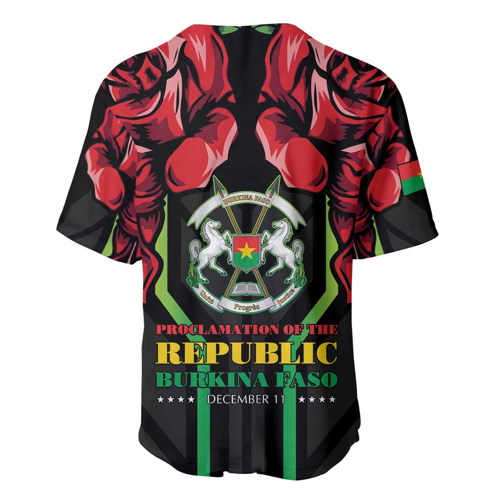Afro Burkina Faso Republic Day Baseball Jersey Coat Of Arms With Rose - Sporty Style - African Pride