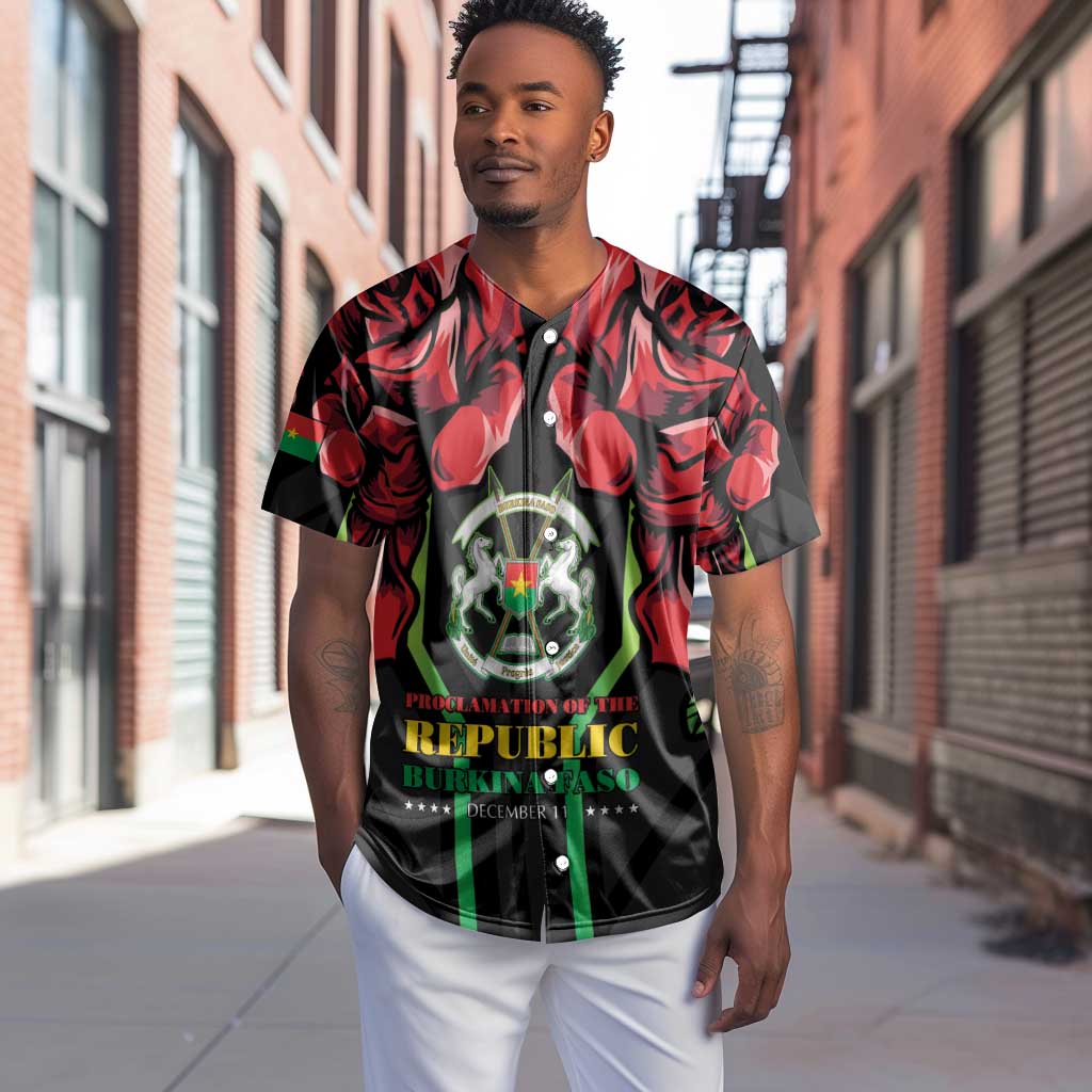 Afro Burkina Faso Republic Day Baseball Jersey Coat Of Arms With Rose - Sporty Style - African Pride
