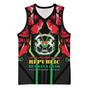 Afro Burkina Faso Republic Day Basketball Jersey Coat Of Arms With Rose - Sporty Style - African Pride