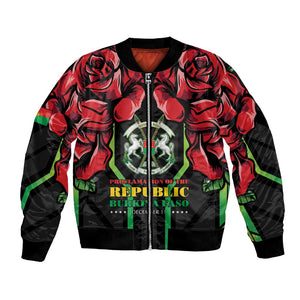 Afro Burkina Faso Republic Day Bomber Jacket Coat Of Arms With Rose - Sporty Style - African Pride