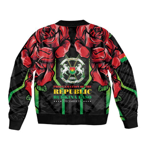 Afro Burkina Faso Republic Day Bomber Jacket Coat Of Arms With Rose - Sporty Style - African Pride