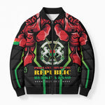 Burkina Faso Republic Day Bomber Puffer Jacket Coat Of Arms With Rose