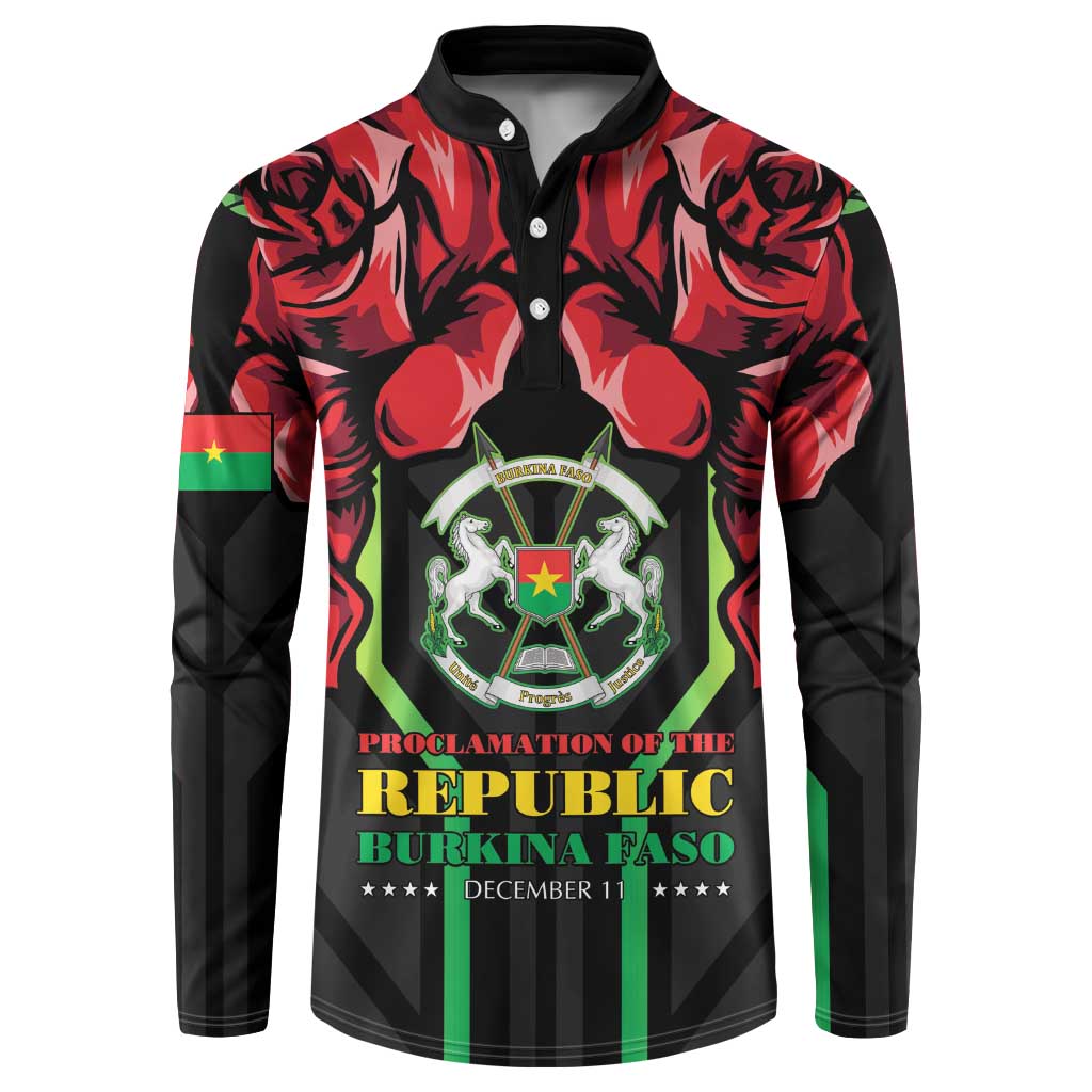 Burkina Faso Republic Day Button Sweatshirt Coat Of Arms With Rose