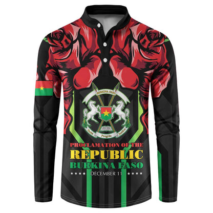 Burkina Faso Republic Day Button Sweatshirt Coat Of Arms With Rose