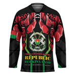 Burkina Faso Republic Day Hockey Jersey Coat Of Arms With Rose