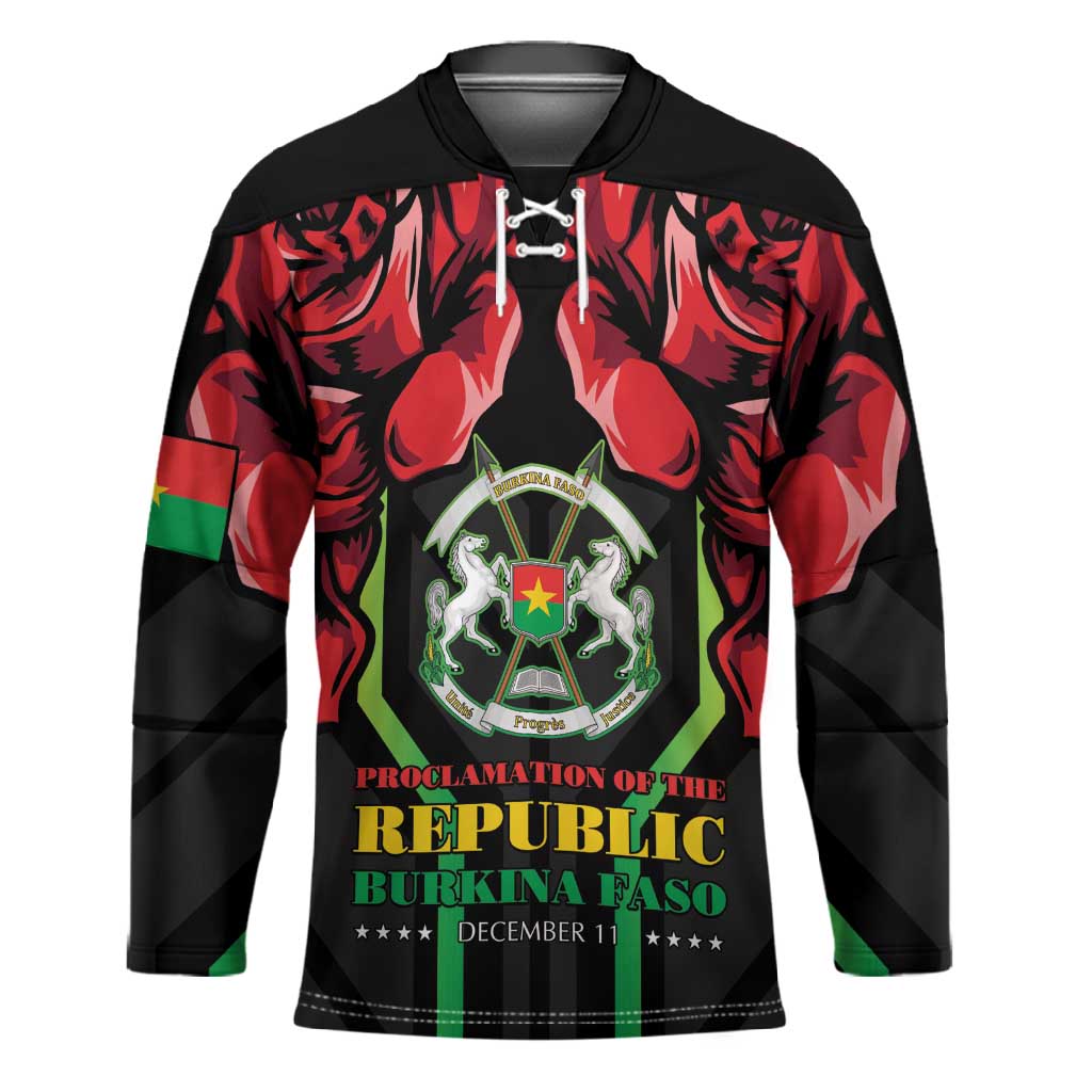 Burkina Faso Republic Day Hockey Jersey Coat Of Arms With Rose