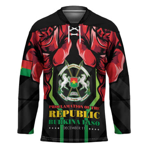 Burkina Faso Republic Day Hockey Jersey Coat Of Arms With Rose
