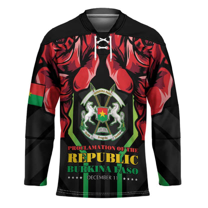Burkina Faso Republic Day Hockey Jersey Coat Of Arms With Rose