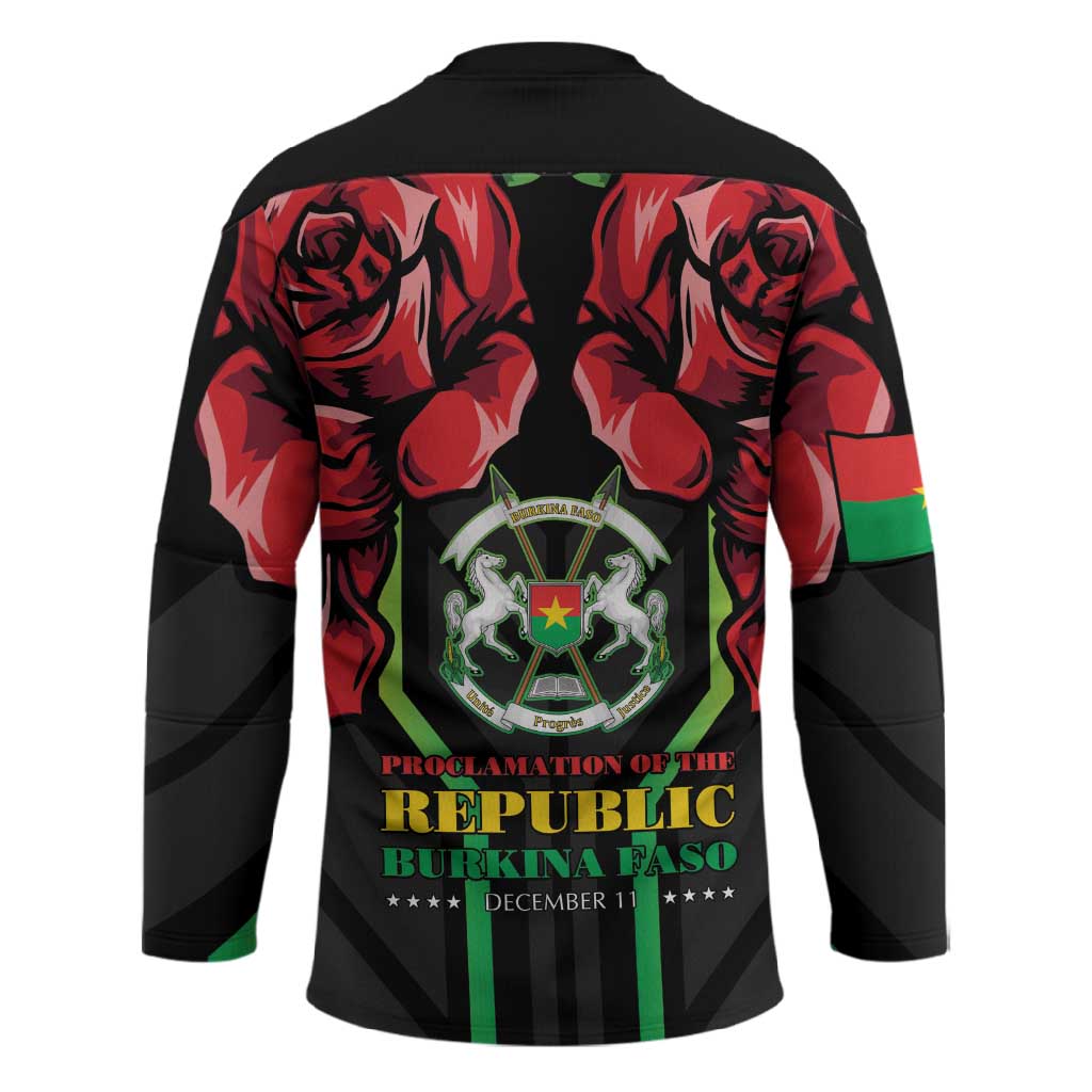 Burkina Faso Republic Day Hockey Jersey Coat Of Arms With Rose