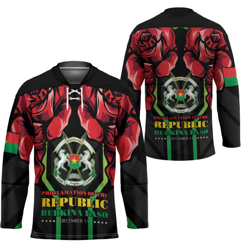 Burkina Faso Republic Day Hockey Jersey Coat Of Arms With Rose