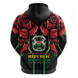 Afro Burkina Faso Republic Day Hoodie Coat Of Arms With Rose - Sporty Style - African Pride