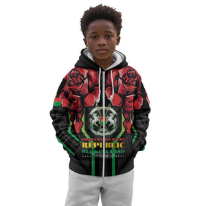 Afro Burkina Faso Republic Day Kid Hoodie Coat Of Arms With Rose - Sporty Style - African Pride
