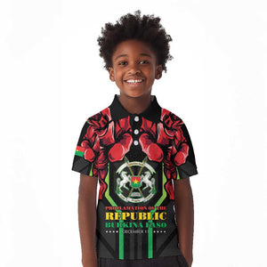 Afro Burkina Faso Republic Day Kid Polo Shirt Coat Of Arms With Rose - Sporty Style - African Pride