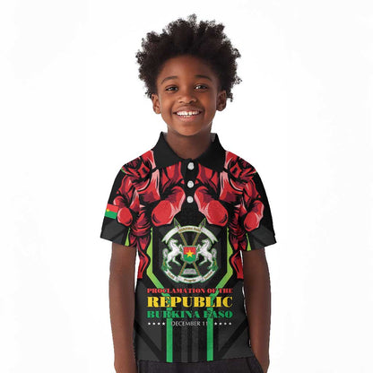 Afro Burkina Faso Republic Day Kid Polo Shirt Coat Of Arms With Rose - Sporty Style - African Pride