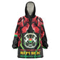 Afro Burkina Faso Republic Day Kid Wearable Blanket Hoodie Coat Of Arms With Rose - Sporty Style - African Pride
