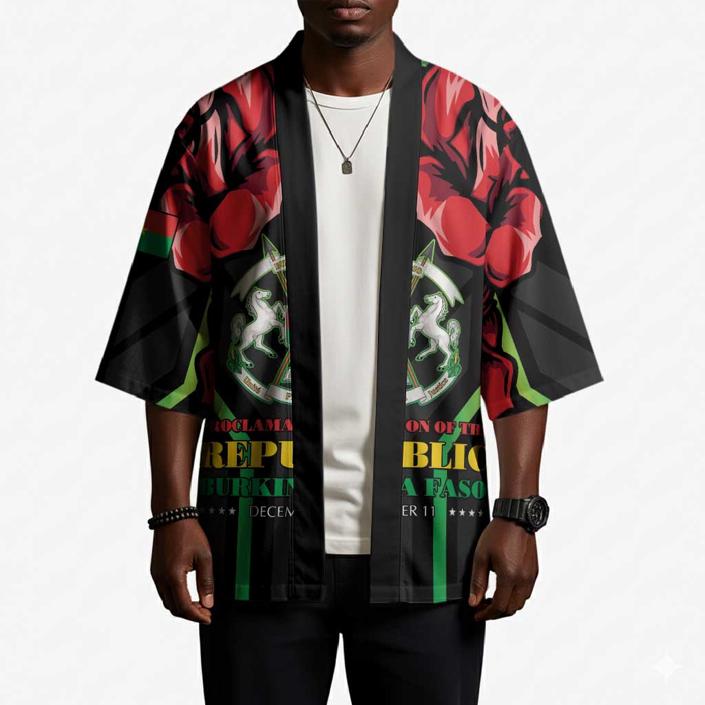 Burkina Faso Republic Day Kimono Coat Of Arms With Rose