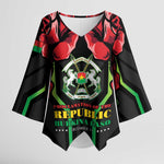 Burkina Faso Republic Day Kimono Sleeve Blouse Coat Of Arms With Rose