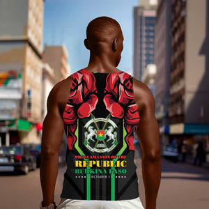 Afro Burkina Faso Republic Day Men Tank Top Coat Of Arms With Rose - Sporty Style - African Pride