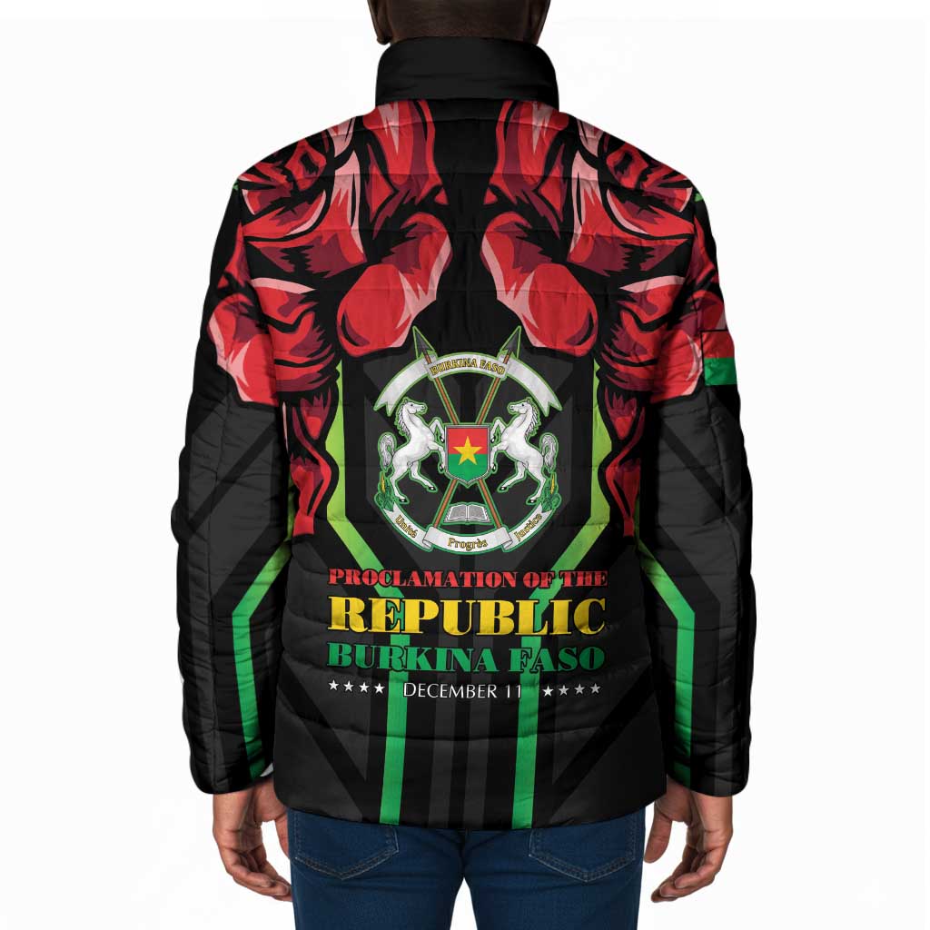 Burkina Faso Republic Day Padded Jacket Coat Of Arms With Rose
