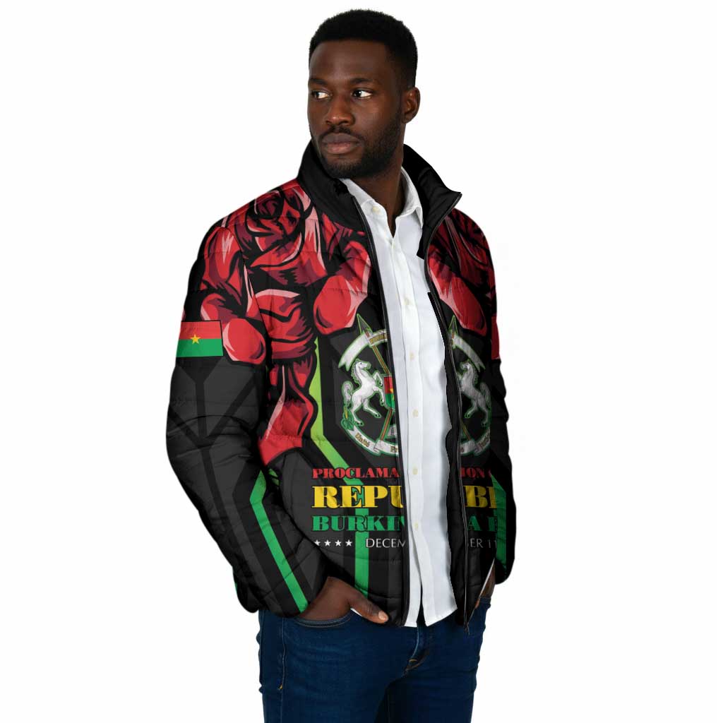 Burkina Faso Republic Day Padded Jacket Coat Of Arms With Rose