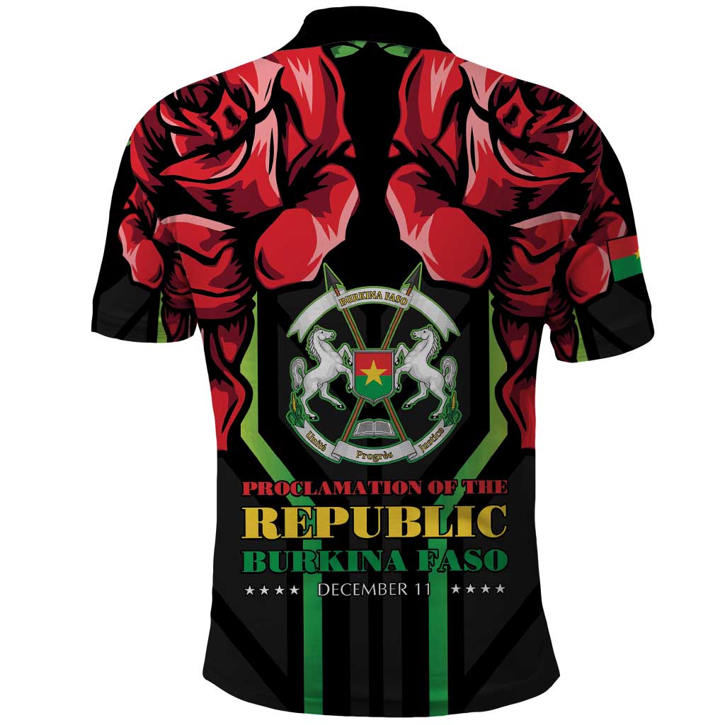 Afro Burkina Faso Republic Day Polo Shirt Coat Of Arms With Rose - Sporty Style - African Pride
