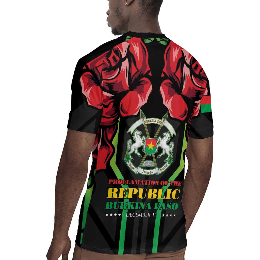 Afro Burkina Faso Republic Day Rugby Jersey Coat Of Arms With Rose - Sporty Style - African Pride