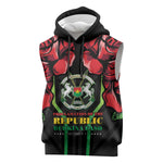 Afro Burkina Faso Republic Day Sleeveless Hoodie Coat Of Arms With Rose - Sporty Style - African Pride
