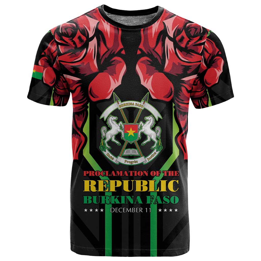 Afro Burkina Faso Republic Day T shirt Coat Of Arms With Rose - Sporty Style - African Pride