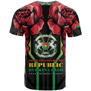 Afro Burkina Faso Republic Day T shirt Coat Of Arms With Rose - Sporty Style - African Pride