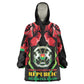 Afro Burkina Faso Republic Day Wearable Blanket Hoodie Coat Of Arms With Rose - Sporty Style - African Pride