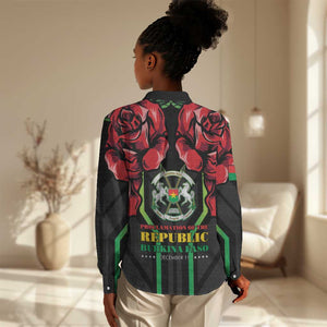 Afro Burkina Faso Republic Day Women Casual Shirt Coat Of Arms With Rose - Sporty Style - African Pride