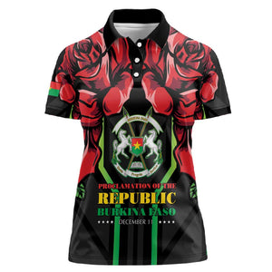 Afro Burkina Faso Republic Day Women Polo Shirt Coat Of Arms With Rose - Sporty Style - African Pride