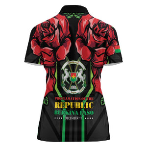 Afro Burkina Faso Republic Day Women Polo Shirt Coat Of Arms With Rose - Sporty Style - African Pride