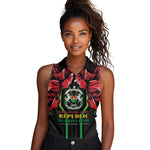 Afro Burkina Faso Republic Day Women Sleeveless Polo Shirt Coat Of Arms With Rose - Sporty Style - African Pride